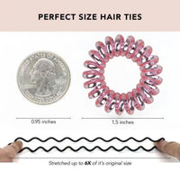 Kitsch Spiral Hair Ties for Women - Phone Cord & Coiled Hair Ties, 4pcs (Metallic Pink Crush) EasyOptionXY LLC