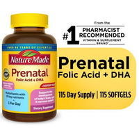 Nature Made Prenatal with Folic Acid + DHA Softgels; Prenatal Vitamin; 115 Count EasyOptionXY LLC