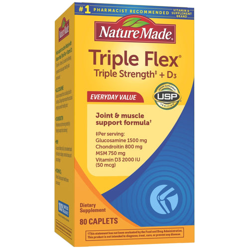 Nature Made TripleFlex Triple Strength Caplets with Vitamin D3; 80 Count EasyOptionXY LLC