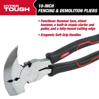 Hyper Tough 10-inch Demolition and Fencing Pliers with Soft Grip Handles EasyOptionXY LLC