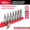 Hyper Tough 9-Piece 3/8-in Drive Standard SAE Sockets, Hex Bit Set EasyOptionXY LLC