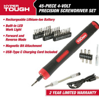 Hyper Tough 4 Volts 45-Piece Rechargeable Precision Screwdriver Set, Model 30009, New EasyOptionXY LLC