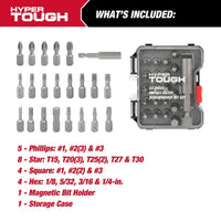 Hyper Tough 22-Piece Impact Rated Screwdriver Bit Set in Reusable Case, 43238CF, New EasyOptionXY LLC
