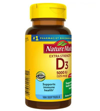Nature Made Extra Strength Vitamin D3 5000 IU (125 mcg) Softgels, Dietary Supplement for Bone and Immune Health Support, 100 Count EasyOptionXY LLC