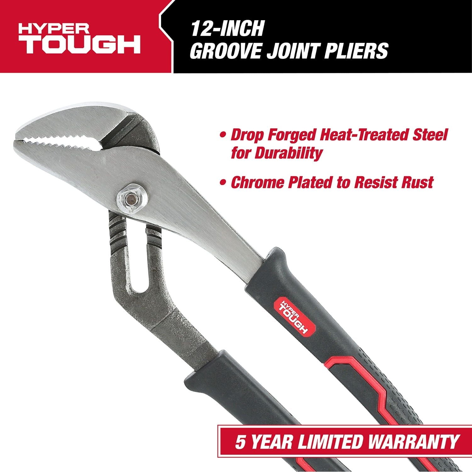 Hyper Tough 12-inch Groove Joint Pliers with Ergonomic Comfort Grips, 5736V EasyOptionXY LLC