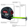 Hyper Tough 25ft. Wide Blade Steel Tape Measure EasyOptionXY LLC