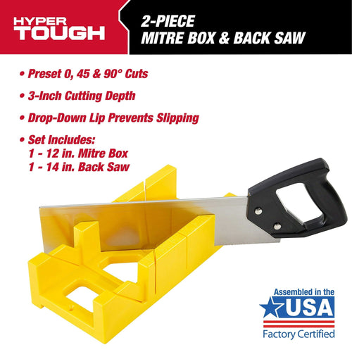 Hyper Tough 12-Inch Miter Box Handsaw and 14-Inch Back Saw Set, 935BSB14 EasyOptionXY LLC