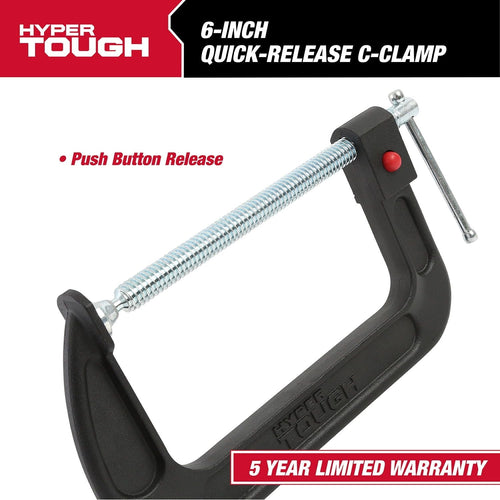 Hyper Tough 6-Inch C-Clamp with Quick Release Button, 4821V EasyOptionXY LLC