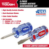 Hyper Tough 2-Piece Stubby Acetate Handle Screwdriver Set, #2 Philips x 1-1/2-Inch and a 1/4-Inch Slotted x 1-1/2-Inch, Gift of Mom EasyOptionXY LLC