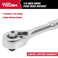 Hyper Tough 1/4-inch Pear Head Ratchet, 5798V EasyOptionXY LLC