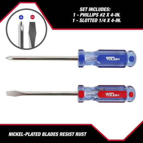 Hyper Tough 2-Piece Acetate Handle Screwdriver Set EasyOptionXY LLC