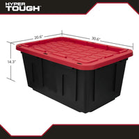 Hyper Tough 27 Gallon Snap Lid Plastic Storage Bin Container, Black with Red Lid EasyOptionXY LLC