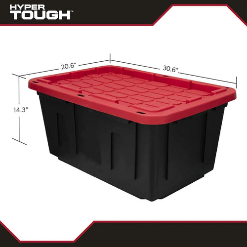 Hyper Tough 27 Gallon Snap Lid Plastic Storage Bin Container, Black with Red Lid EasyOptionXY LLC