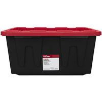 Hyper Tough 27 Gallon Snap Lid Plastic Storage Bin Container, Black with Red Lid EasyOptionXY LLC