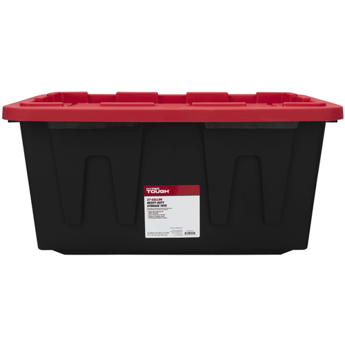 Hyper Tough 27 Gallon Snap Lid Plastic Storage Bin Container, Black with Red Lid EasyOptionXY LLC