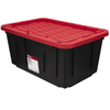 Hyper Tough 27 Gallon Snap Lid Plastic Storage Bin Container, Black with Red Lid EasyOptionXY LLC