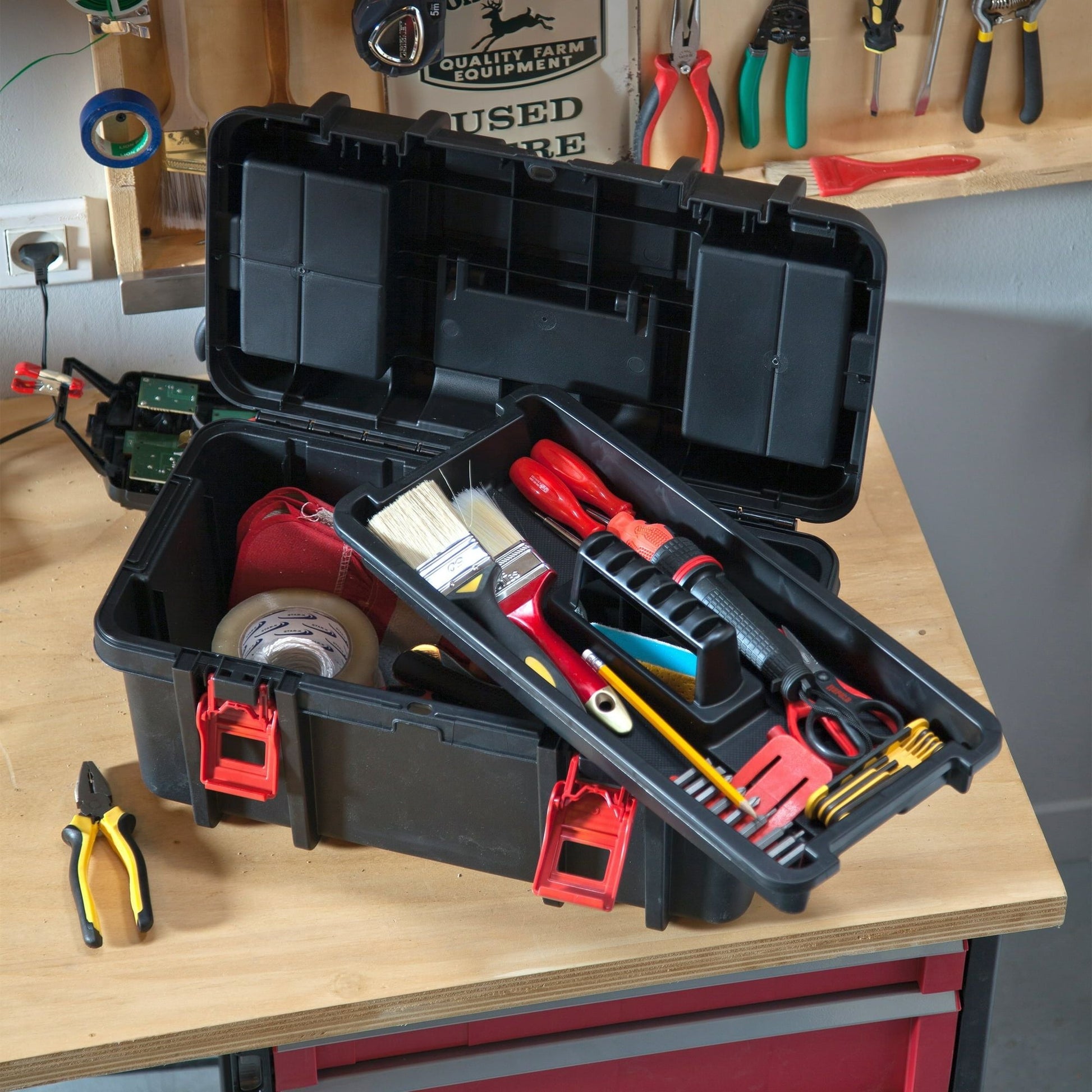 Hyper Tough 19-inch Toolbox, Plastic Tool and Hardware Storage, Black EasyOptionXY LLC