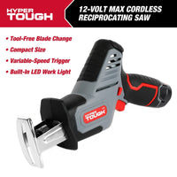 Hyper Tough 12V Max Lithium-Ion Compact Reciprocating Saw with 1.5Ah Battery and Charger, 80005 EasyOptionXY LLC