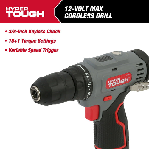 Hyper Tough 12V Max* Cordless 2-Tool Drill and Impact Driver Combo Kit, 3/8-inch keyless chuck, 98936, New EasyOptionXY LLC