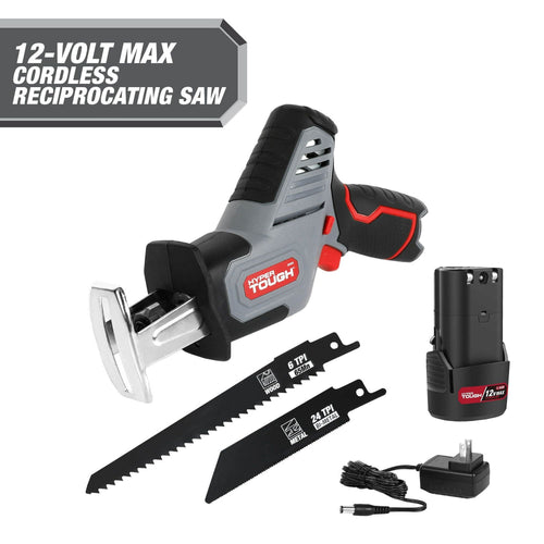 Hyper Tough 12-Volt Cordless Reciprocating Saw Plus 4 Ah Battery EasyOptionXY LLC