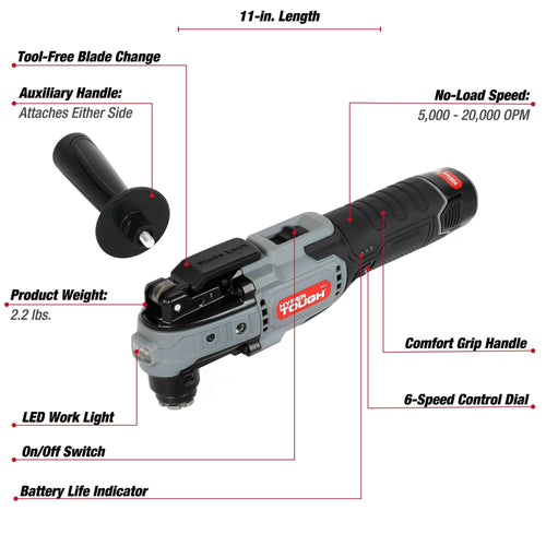Hyper Tough 12V Max Lithium-Ion Brushless Oscillating Multi-Tool with 1.5Ah Battery and Charger, 80015 EasyOptionXY LLC