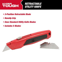 Hyper Tough Retractable Utility Knife With 5 Utility Blades EasyOptionXY LLC