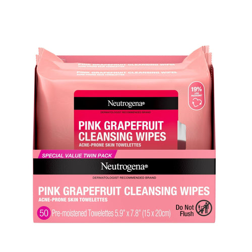 Neutrogena Makeup Remover Cleansing Wipes, Pink Grapefruit, 2 x 25 Ct EasyOptionXY LLC