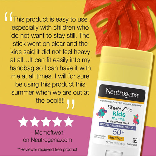 Neutrogena Sheer Zinc Kids Mineral Sunscreen Stick, SPF 50+, 1.5 oz EasyOptionXY LLC