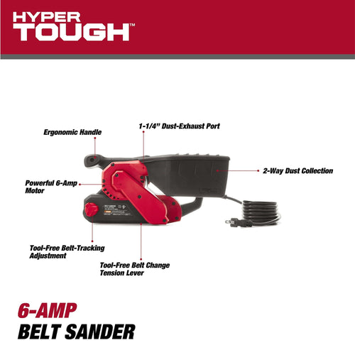 Hyper Tough 6-Amp Belt Sander, 3 x 18-inch, Corded, 2613 EasyOptionXY LLC