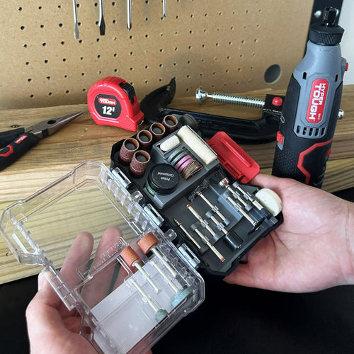 Hyper Tough 57-Piece Sanding and Polishing Rotary Tool Accessory Kit in Click Fit? Case, Model 43130CF EasyOptionXY LLC