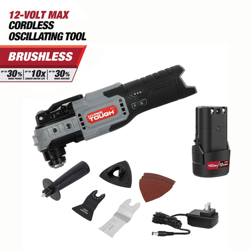 Hyper Tough 12-Volt Cordless Brushless Oscillating Tool Plus 4 Ah Battery EasyOptionXY LLC