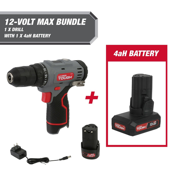 Hyper Tough 12-Volt Cordless Drill Plus 4 Ah Battery, 99303 EasyOptionXY LLC