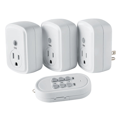 Hyper Tough Indoor 3 Pack 1-Outlet Wireless Remote Control, White EasyOptionXY LLC
