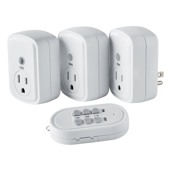 Hyper Tough Indoor 3 Pack 1-Outlet Wireless Remote Control, White EasyOptionXY LLC