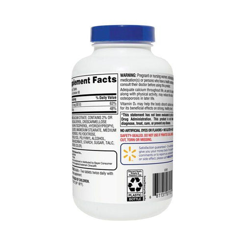 Equate Calcium Citrate + D3 Tablets Dietary Supplement; 630 mg; 180 Count EasyOptionXY LLC