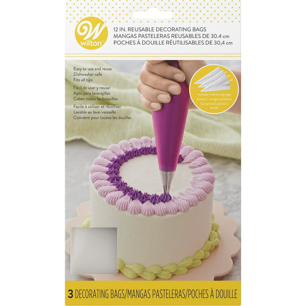 Wilton 12-inch Reusable Piping Bags for Cake Decorating, 3-Count, Durable Silicone EasyOptionXY LLC