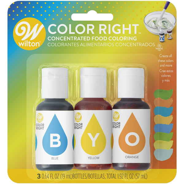 Wilton 3-Piece Color Right Concentrated Food Coloring Set, 1.92 oz. (Blue, Yellow, Orange) EasyOptionXY LLC