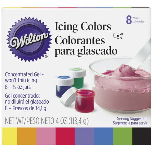 Wilton 8-Piece Gel Food Coloring Set, 4 oz. (Purple, Blue, Green, Black, Yellow, Orange, Pink, Red) EasyOptionXY LLC