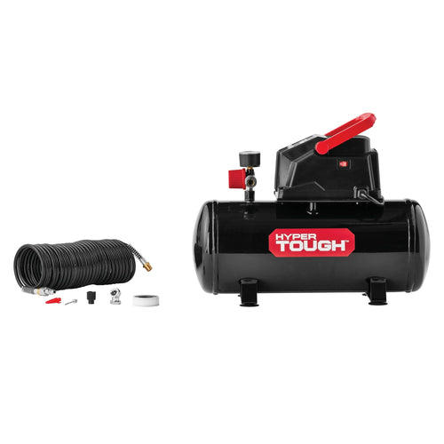 Hyper Tough 3 Gallon Oil-free Portable Air Compressor with Hose & Inflation Accessory Kit, 100 PSI EasyOptionXY LLC