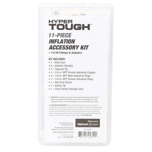 Hyper Tough 11-Piece Portable Inflation Steel Accessory Kit for Air Compressors, HT11PCAAK, Assembled Product Weight: 0.788lbs EasyOptionXY LLC
