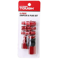 Hyper Tough Red Aluminum Universal Air Coupler & Plug Set 5 Piece, 13-205RHT, Weight: 0.15lbs EasyOptionXY LLC
