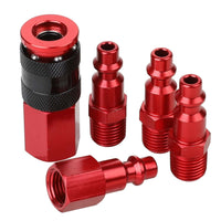 Hyper Tough Red Aluminum Universal Air Coupler & Plug Set 5 Piece, 13-205RHT, Weight: 0.15lbs EasyOptionXY LLC