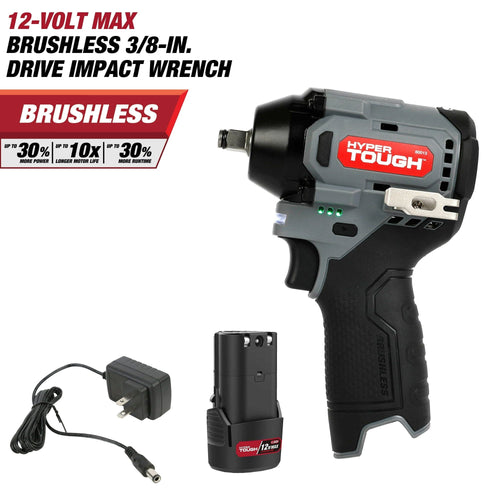 Hyper Tough 12V Max Lithium-Ion Brushless Impact Wrench with 2.0Ah Battery and Charger, 80013, New EasyOptionXY LLC
