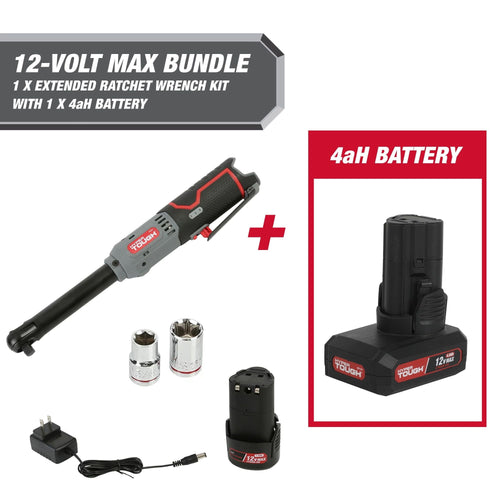 Hyper Tough 12-Volt Cordless Extended Ratchet Wrench Plus 4 Ah Battery EasyOptionXY LLC