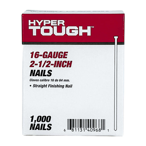 Hyper Tough 16-Gauge 2-1/2" Glue Collated Straight Finish Nails (1000 Count) EasyOptionXY LLC
