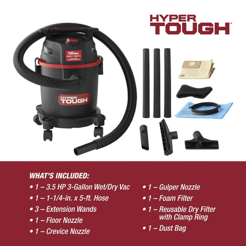 Hyper Tough 3 Gallon Wet Dry Vac EasyOptionXY LLC