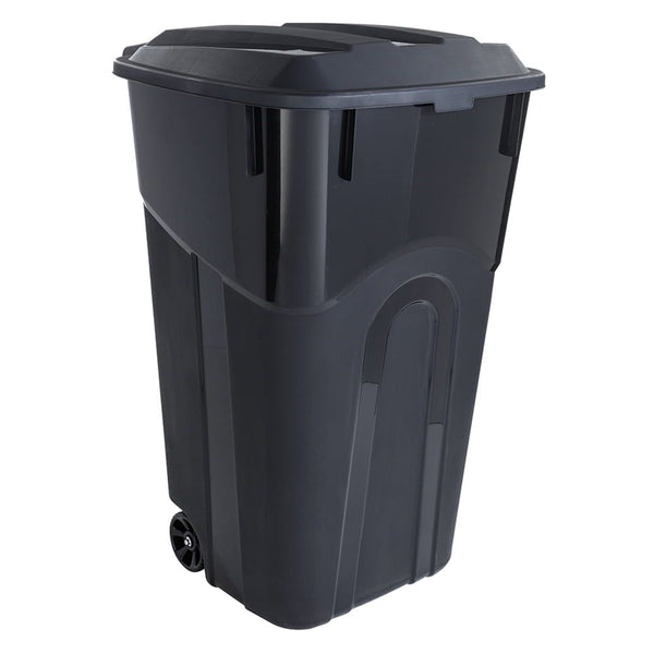 Hyper Tough 32 Gallon Wheeled Heavy Duty Plastic Garbage Can, Attached Lid, Black EasyOptionXY LLC