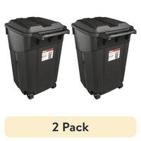 (2 pack) Hyper Tough 45 Gallon Wheeled Heavy Duty Plastic Garbage Can, Attached Lid, Black EasyOptionXY LLC