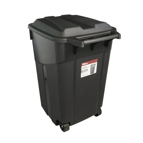 (2 pack) Hyper Tough 45 Gallon Wheeled Heavy Duty Plastic Garbage Can, Attached Lid, Black EasyOptionXY LLC
