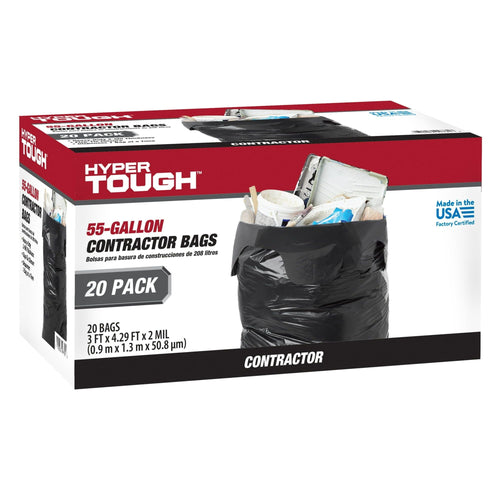 Hyper Tough 55-Gallon Flap Tie Contractor Bags, 2 MIL, 20 Bags EasyOptionXY LLC